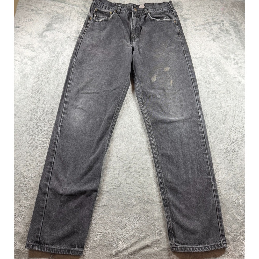 Vtg Carhartt B17 BLK Jeans Mens 32x33 Black USA Distressed Work Pants